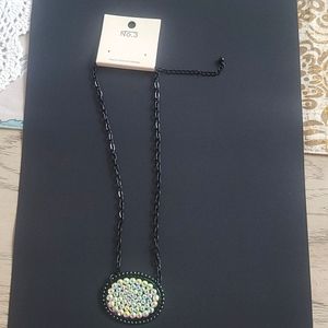 2/$25  NEW Bling Oval Necklace in Black